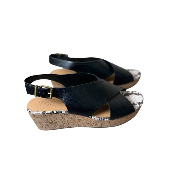 Dakota Chase Sandals Womens 11M Nineth Cross Strap Cork Wedge Snakeskin Black - Picture 4 of 11